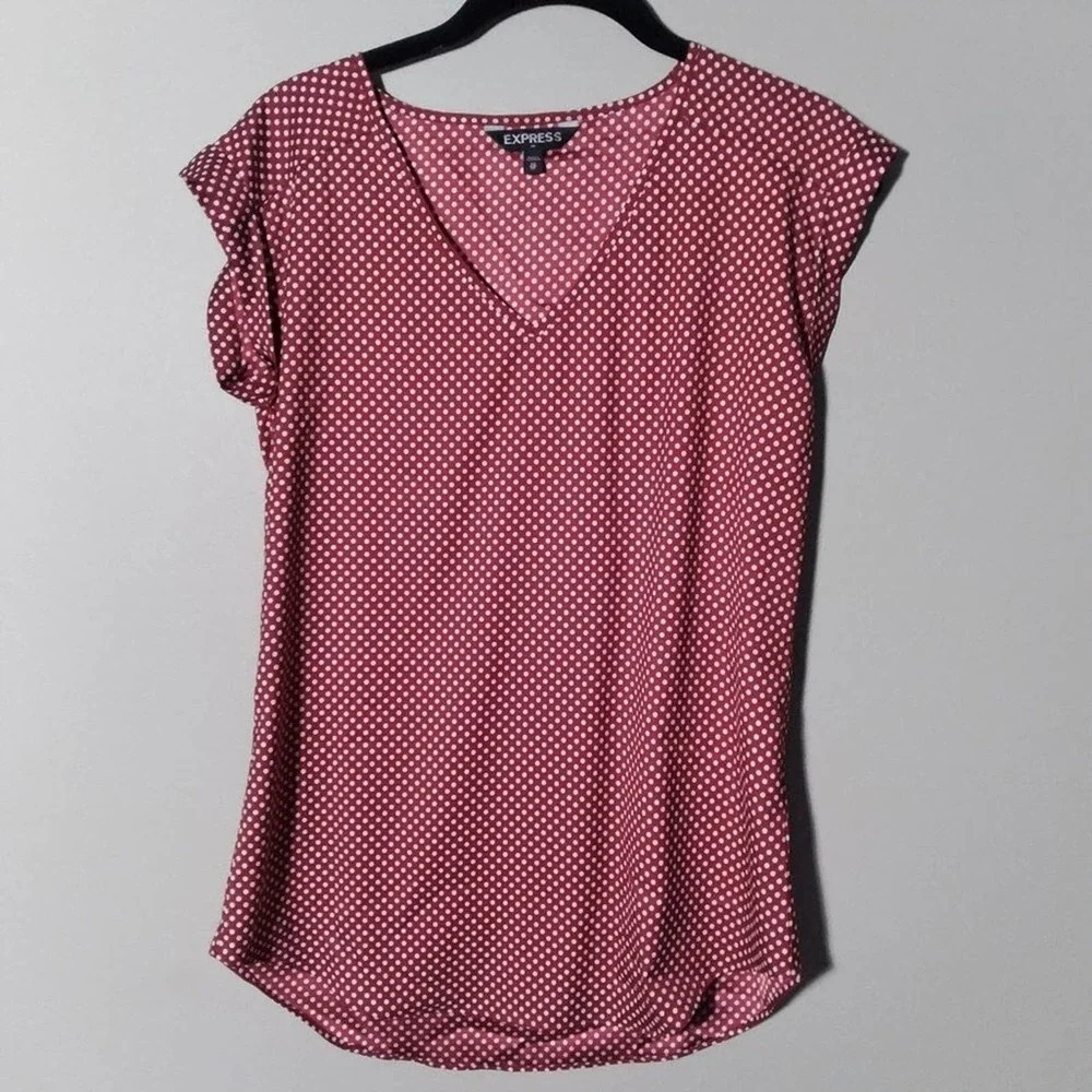 🦋 Express Cranberry Polka Dot Sleeveless Top White